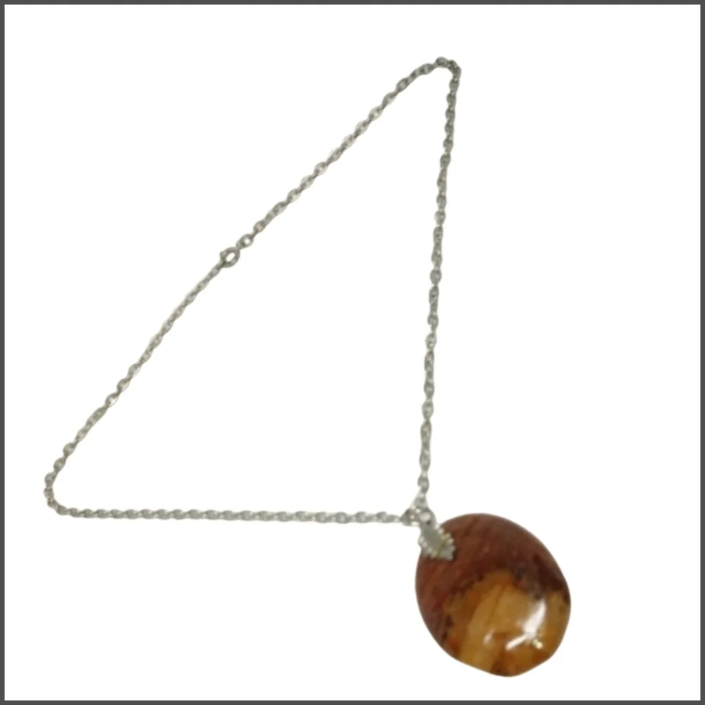 Genuine Natural Stone with Stainless Steel Necklace